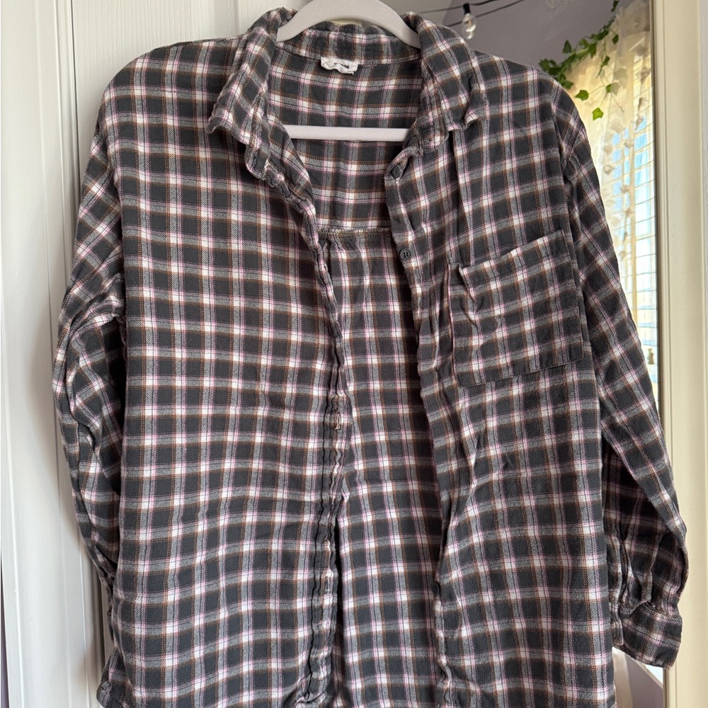 Cotton On Gray and Pink Casual Button Down Shirt